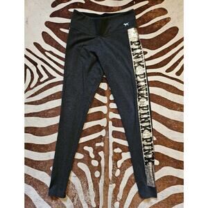 Victorias Secret PINK Silver Sequin Bling Black Yoga Pants Women’s S